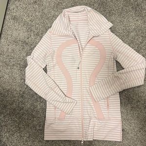 Pink White stripe Lululemon define jacket size 6